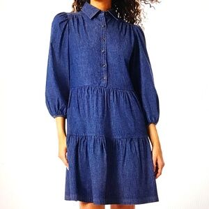 JONES NEW YORK Denim Midi Dress Cotton Button Front Women’s Size XL X- Large 1X